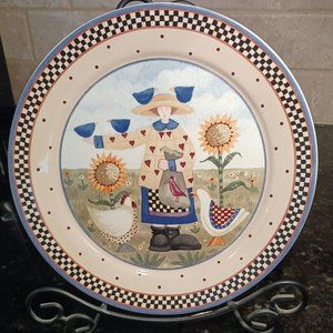Williraye Studios Harvest/Fall plate with birds and sunflowers 8"